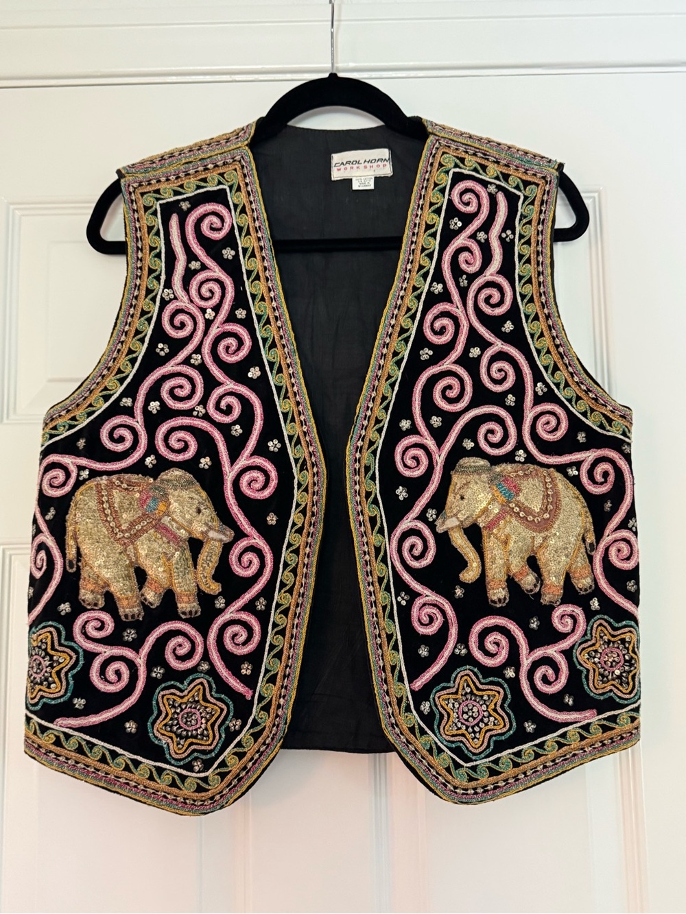 Vintage Carol Horn Work Shop Elephant Beaded Vest